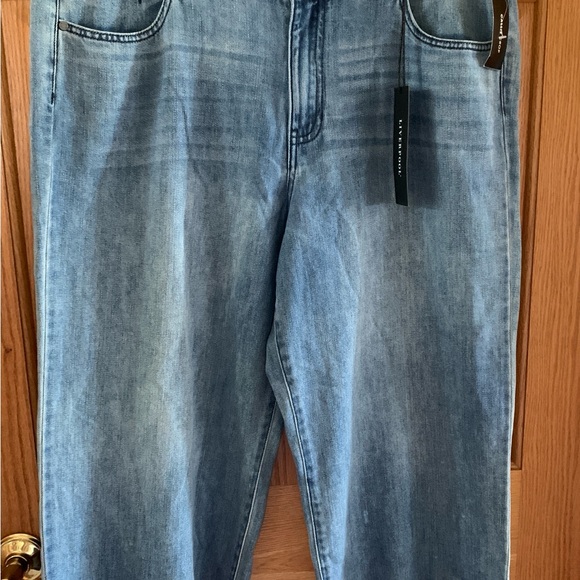 Liverpool High Waisted Wide Leg Cropped Jeans With Raw Frayed Hem Size 16/33 - Picture 7 of 10